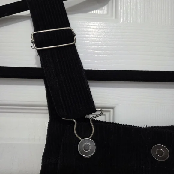 Celebrity Pink Black Corduroy Overall Jumper Mini Dress Size Medium - Picture 7 of 11